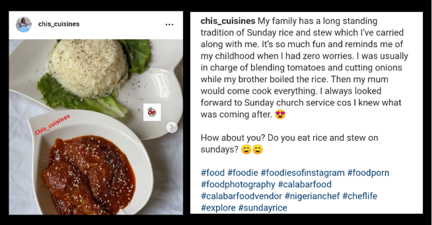 Instagram account for Chris Cuisines