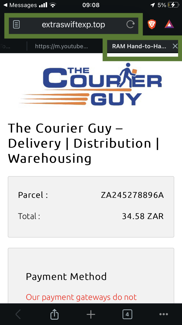 Fake Courier Guy Website