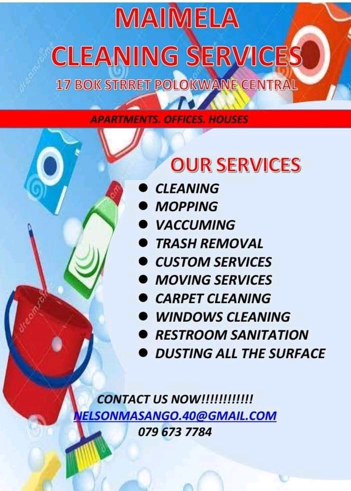 Maimela cleaning services is a sub-branch of Mk business enterprise that offers cleaning solutions 