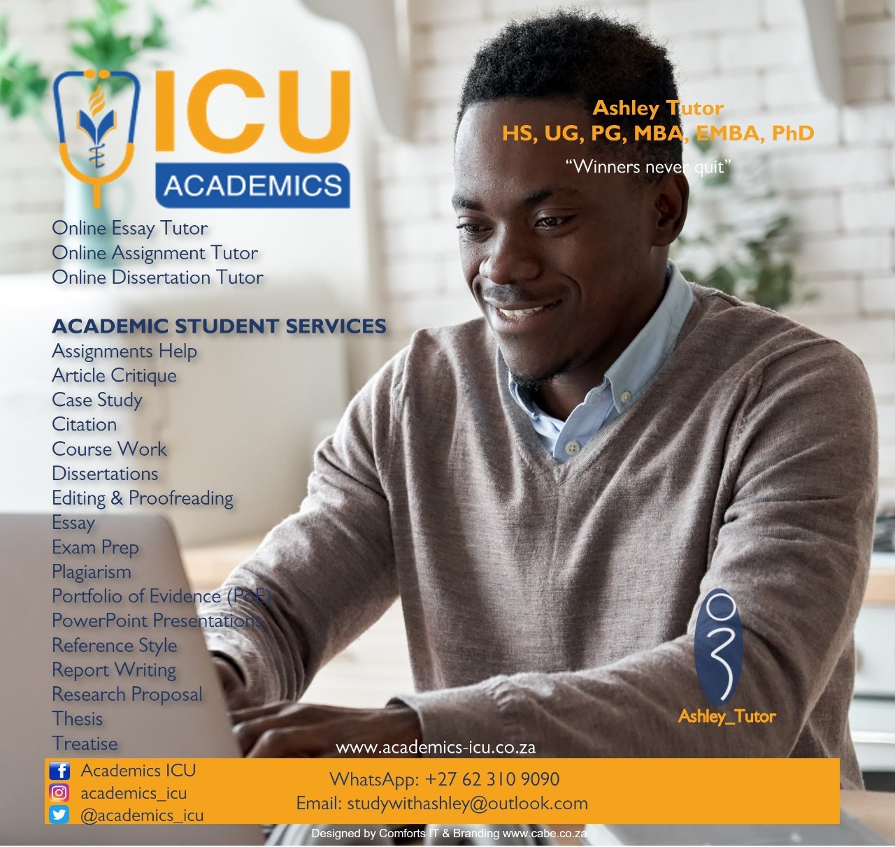 All Assignment Help, Academic Writing, Admission Services, CV & Resume Writing, Dissertation Coaching & Writing Services, Student Support Services, Business/ Institutions Support and Online Tutoring.