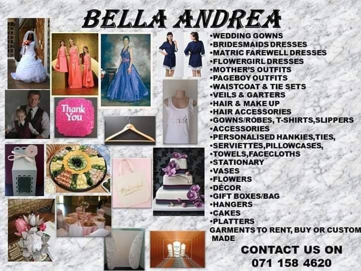 Wedding dresses Bridesmaids dresses Flower girl dresses Outfits for the mothers Outfits for the men and boys RobesHair and make upNails Decor and flowers Cakes Platters Accessories GiftsAnd more