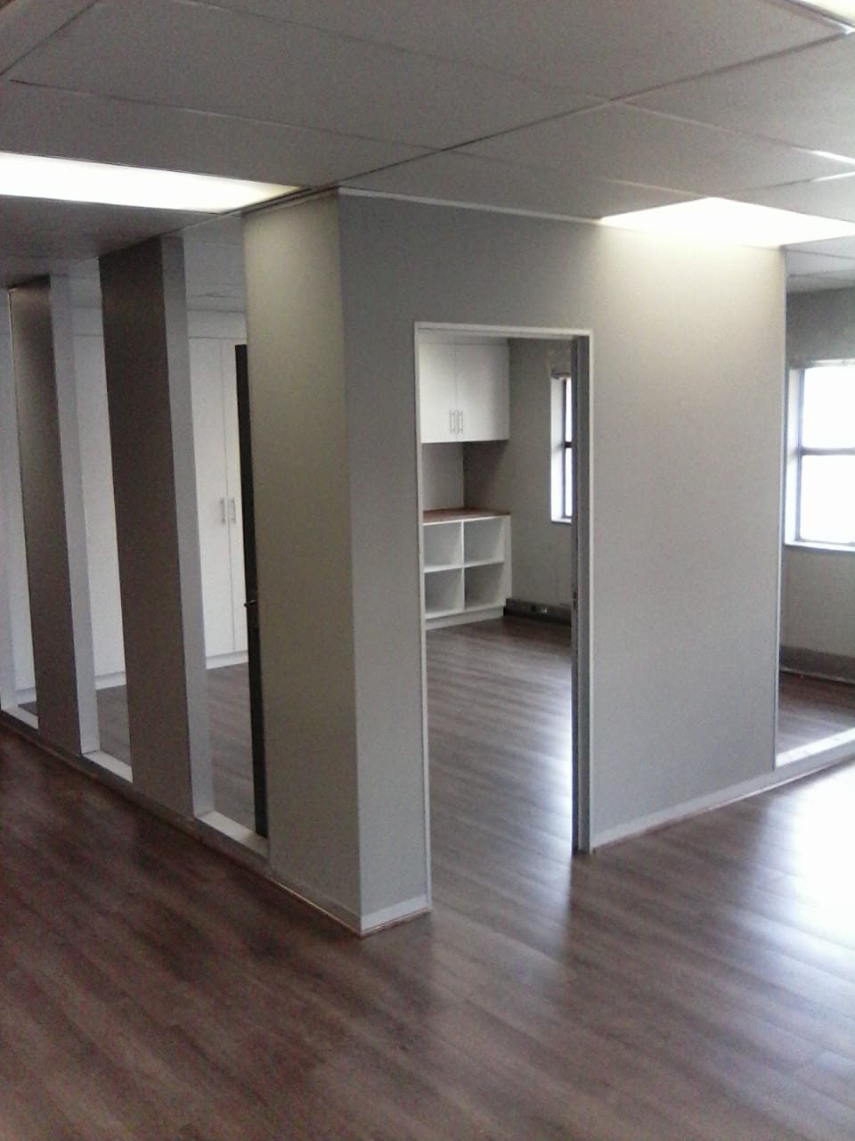 A completed partitioning of an office 